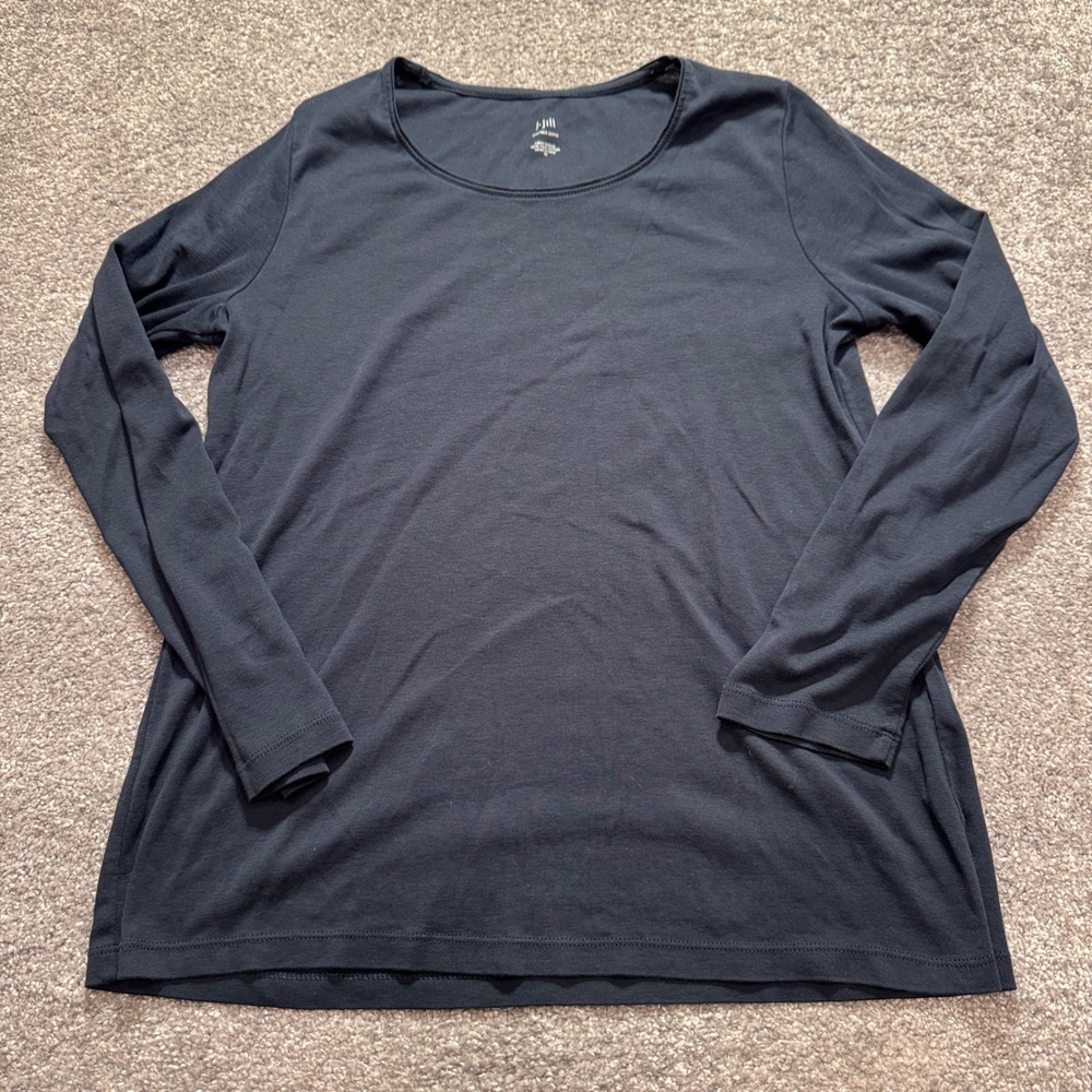 J Jill Shirt Women M Blue 100% Pima Cotton Long Sleeve Casual Minimalist Lounge